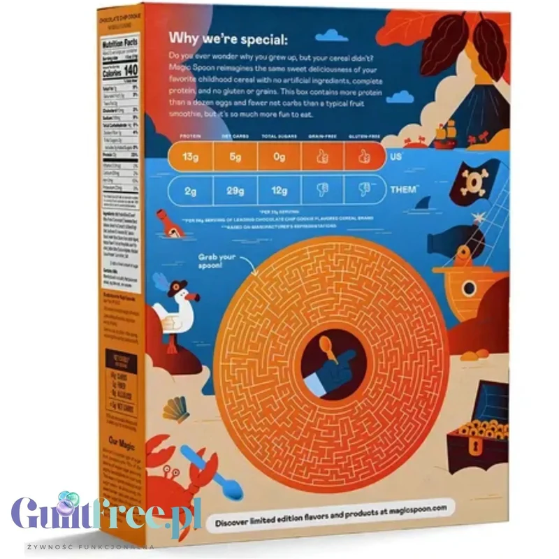 Magic Spoon Chocolate Chip Cookie - proteinowe keto płatki śniadaniowe bez glutenu, soi i cukru, smak Ciasteczka z Czekoladą