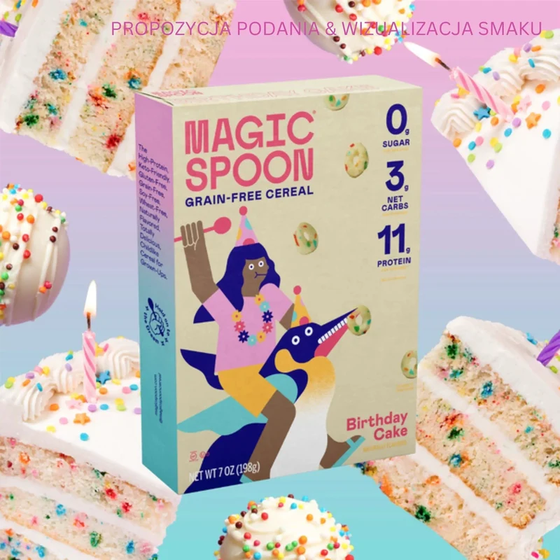 Magic Spoon Birthday Cake - proteinowe keto płatki śniadaniowe bez glutenu, soi i cukru
