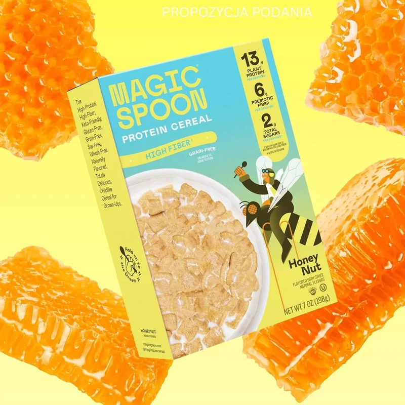 Magic Spoon Honey Nut - proteinowe keto płatki śniadaniowe bez glutenu, soi i cukru, smak Miód & Orzeszki