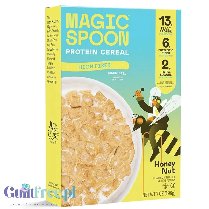 Magic Spoon Honey Nut - proteinowe keto płatki śniadaniowe bez glutenu, soi i cukru, smak Miód & Orzeszki