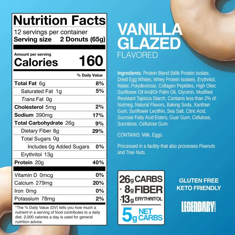 Legendary Foods Protein Donuts Vanilla Glazed - donuty waniliowe z lukrem 20g białka