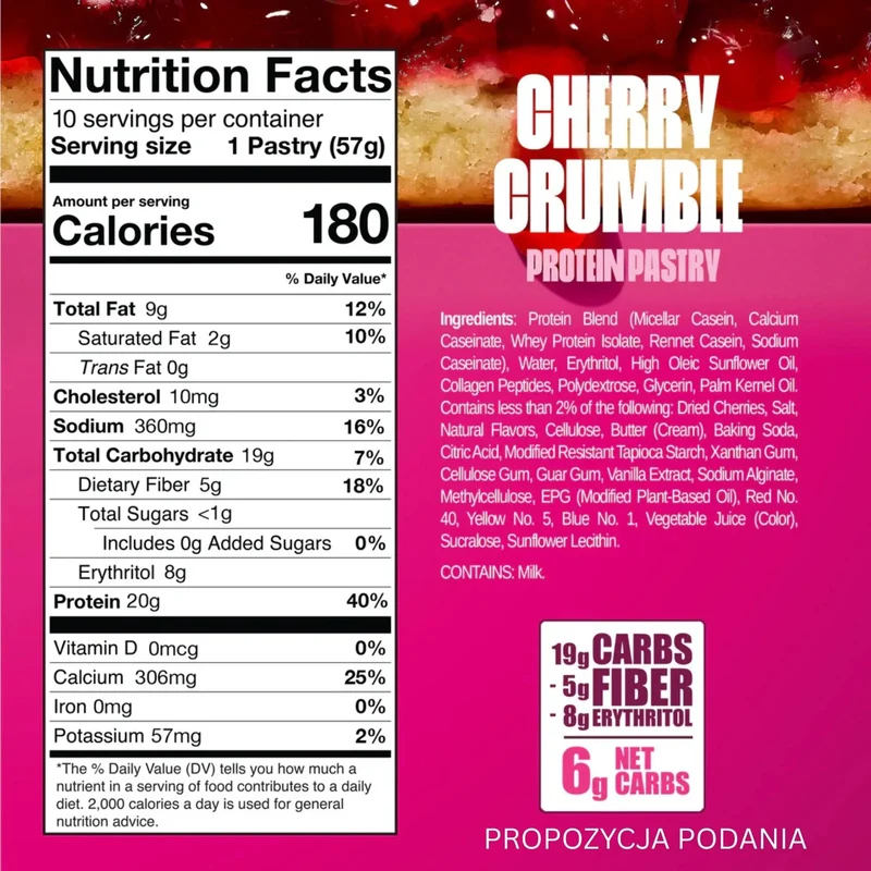 Legendary Foods Tasty Pastry Cherry Crumble - nadziewane ciacho na ciepło bez cukru, jak Pop Tarts