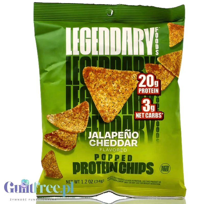 Legendary Popped Protein Chips, Jalapeno Cheddar - pikantne chipsy proteinowe 20g białka, smak Ser & Papryczka