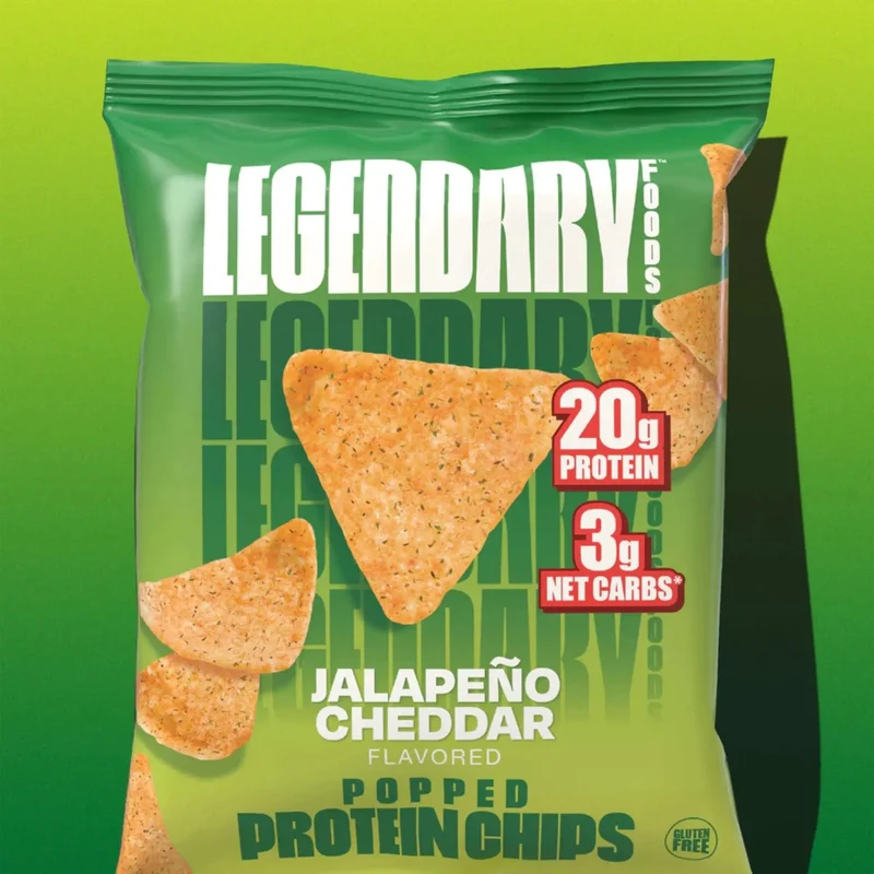 Legendary Popped Protein Chips, Jalapeno Cheddar - pikantne chipsy proteinowe 20g białka, smak Ser & Papryczka