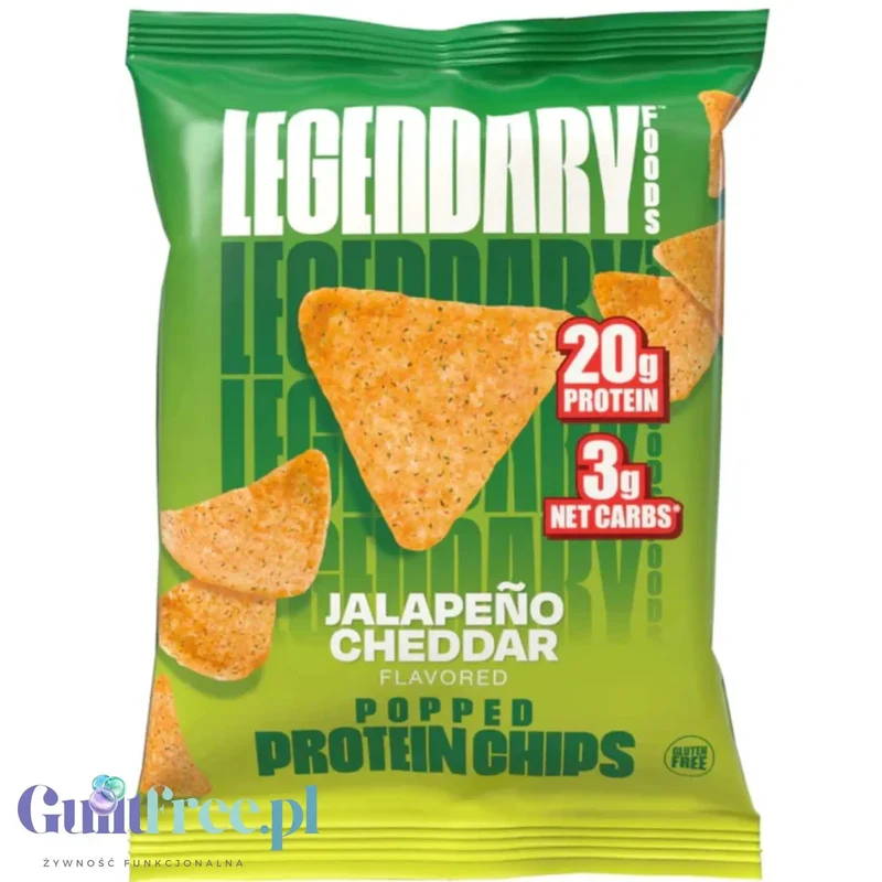 Legendary Popped Protein Chips, Jalapeno Cheddar - pikantne chipsy proteinowe 20g białka, smak Ser & Papryczka