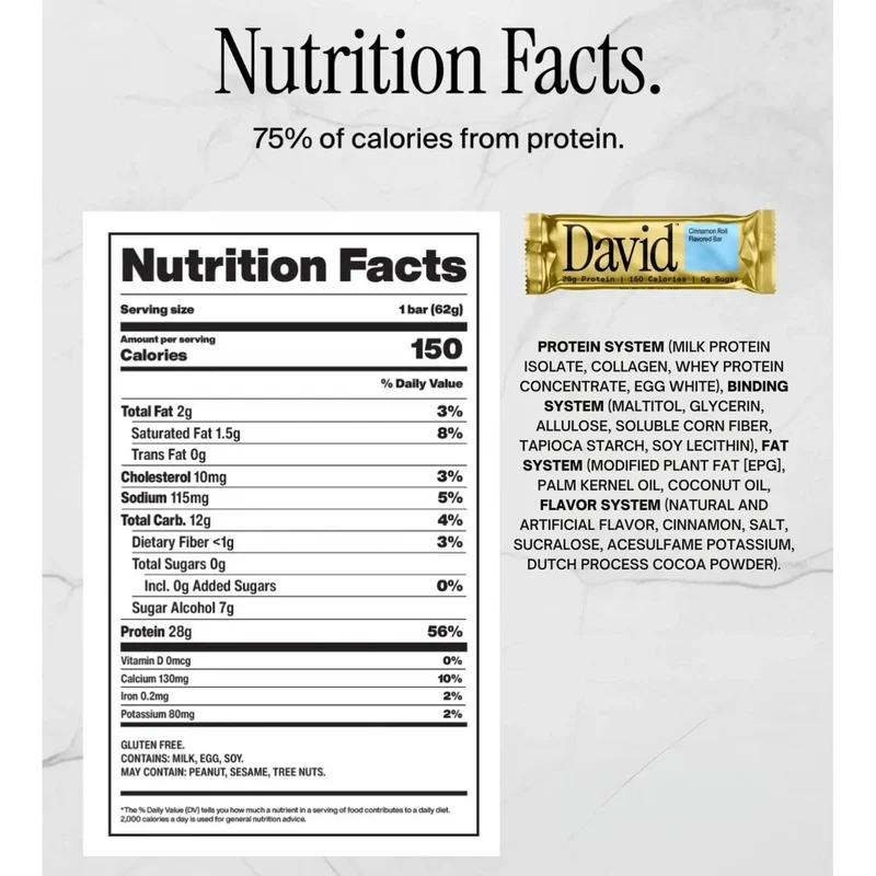 David Protein Bar Cinnamon Roll 62g