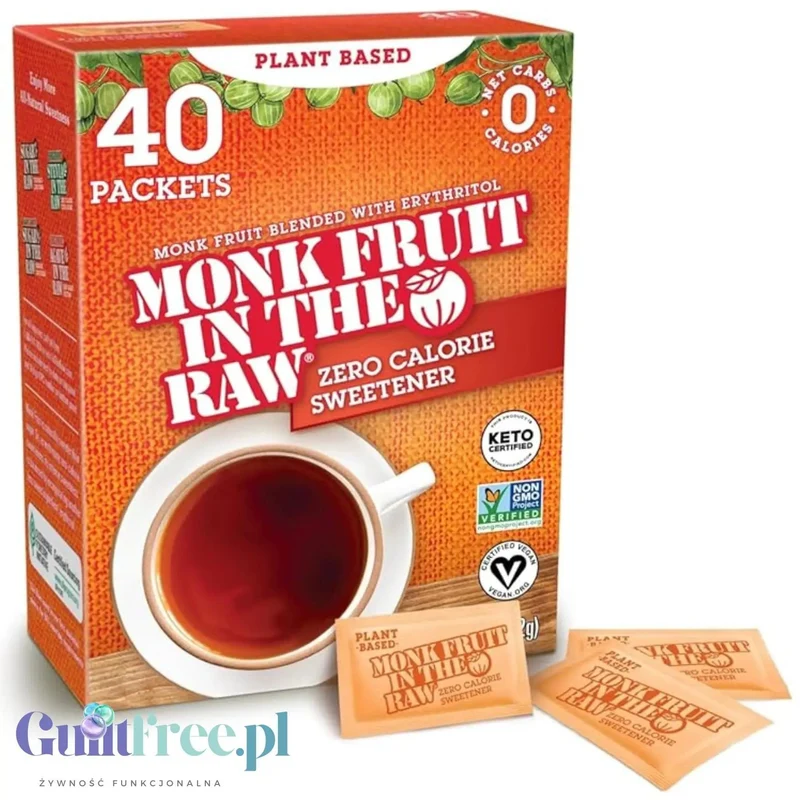 Monk Fruit in the Raw 40 saszetek - naturalny keto słodzik zero kcal, substytut cukru 1:1