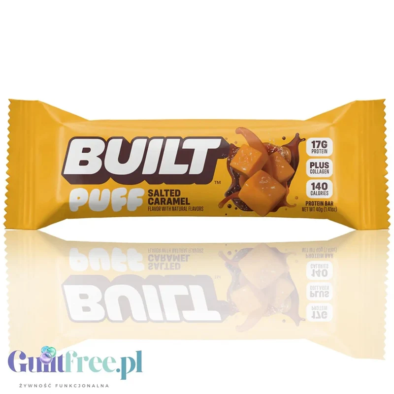 Built Bar Protein Puffs Salted Caramel - proteinowy baton marshmallow w czekoladzie 17g białka & 140kcal