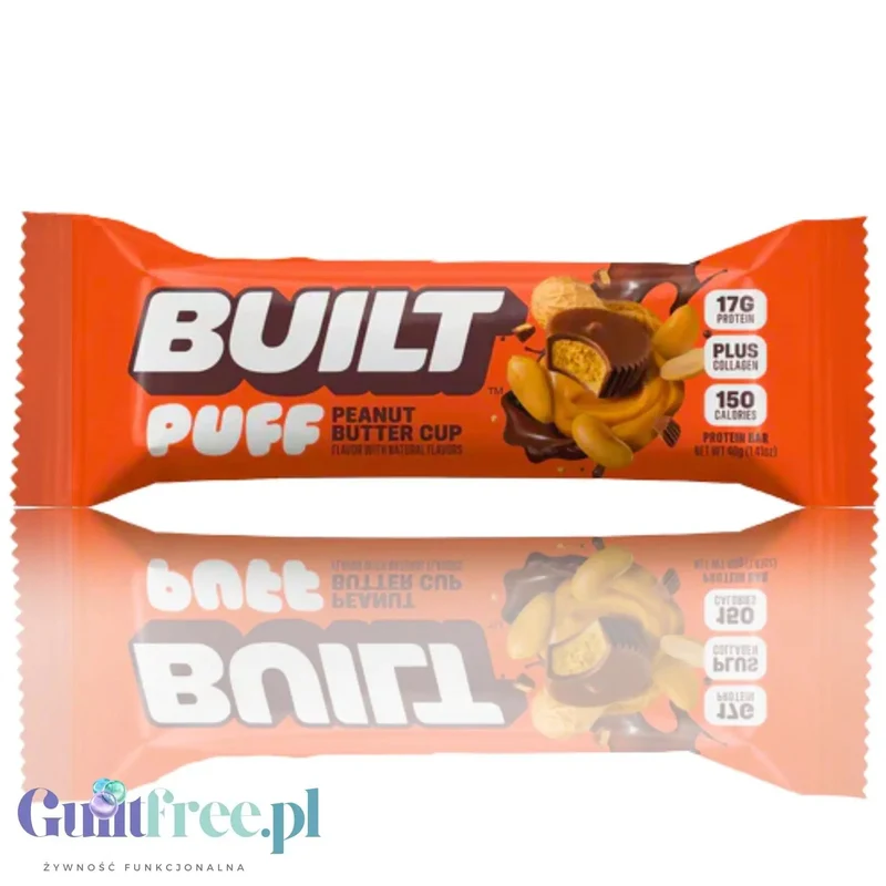 Built Bar Protein Puffs Peanut Butter Cup - proteinowy baton marshmallow w czekoladzie 17g białka & 140kcal