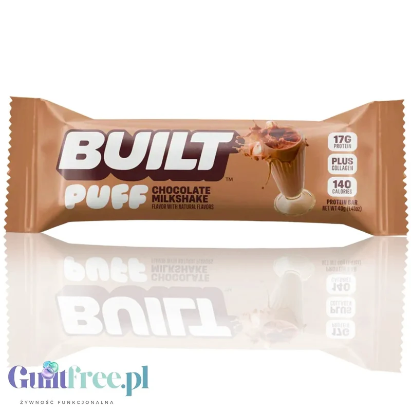 Built Bar Protein Puffs Chocolate Milkshake - proteinowy baton marshmallow w czekoladzie 17g białka & 140kcal