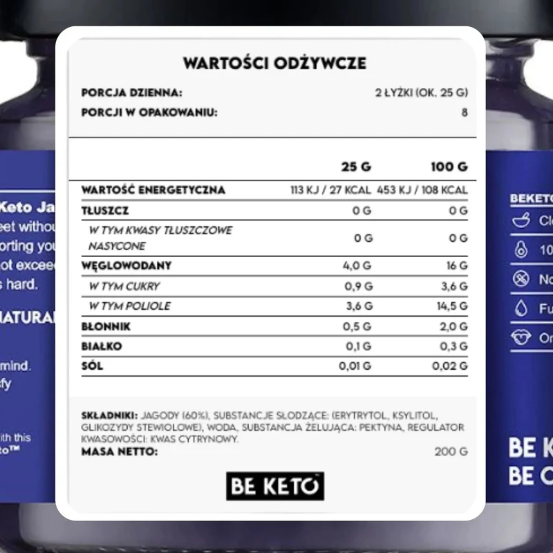 BeKeto Jam Fancy Berries - Keto Dżem™ Fajna Jagoda 108 kcal z erytrolem i ksylitolem