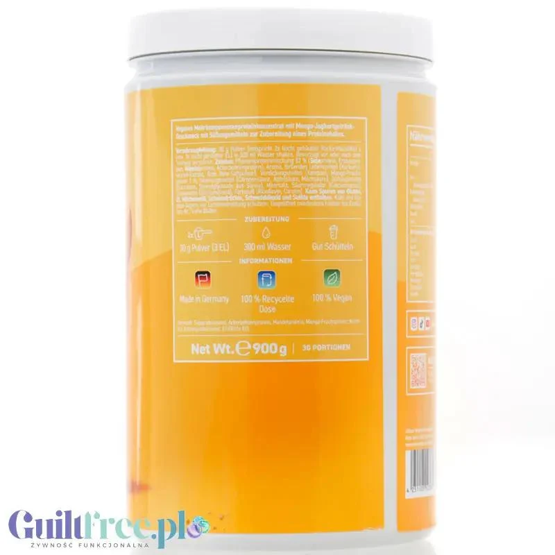 Rocka Nutrition Protein Shake Mango Lassi 0,9kg - wegańska odżywka białkowa 4 źródła białka