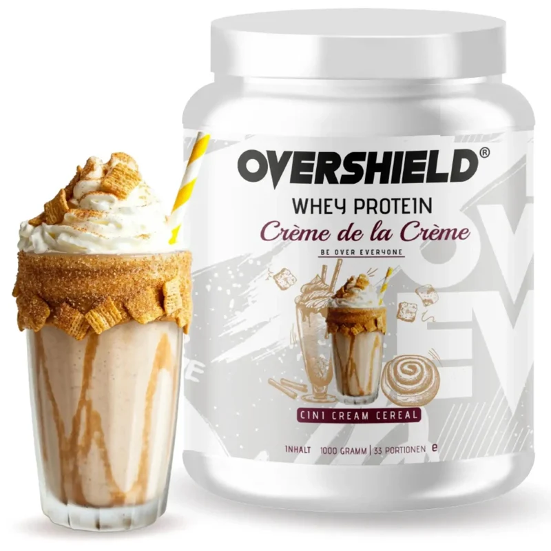 Overshield Crème de la Crème Whey Cini Cream Cereal - kremowe deserowe białko, odżywka WPC & WPI smak Płatków Cynamonowych