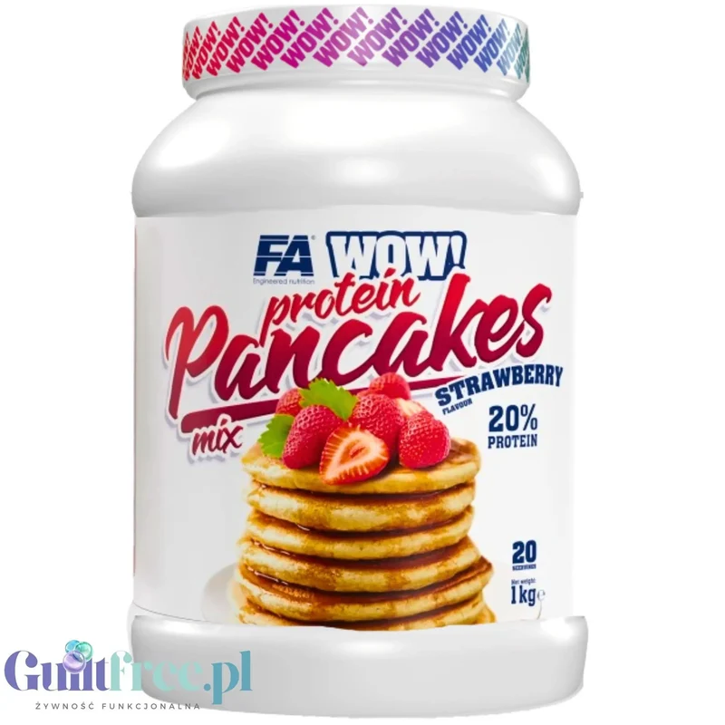 FA WOW! Protein Pancakes Strawberry 1kg - naleśniki proteinowe bez cukru, smak truskawkowy 20% białka