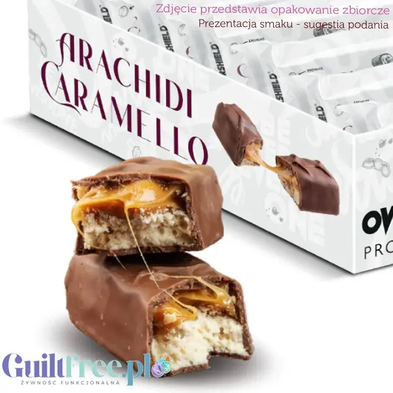 Overshield Arachidi Caramello - baton proteinowy 20g białka z karmelem i orzechami