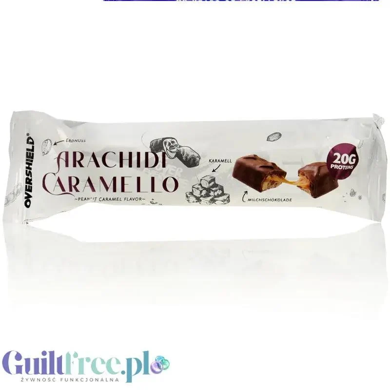 Overshield Arachidi Caramello - baton proteinowy 20g białka z karmelem i orzechami