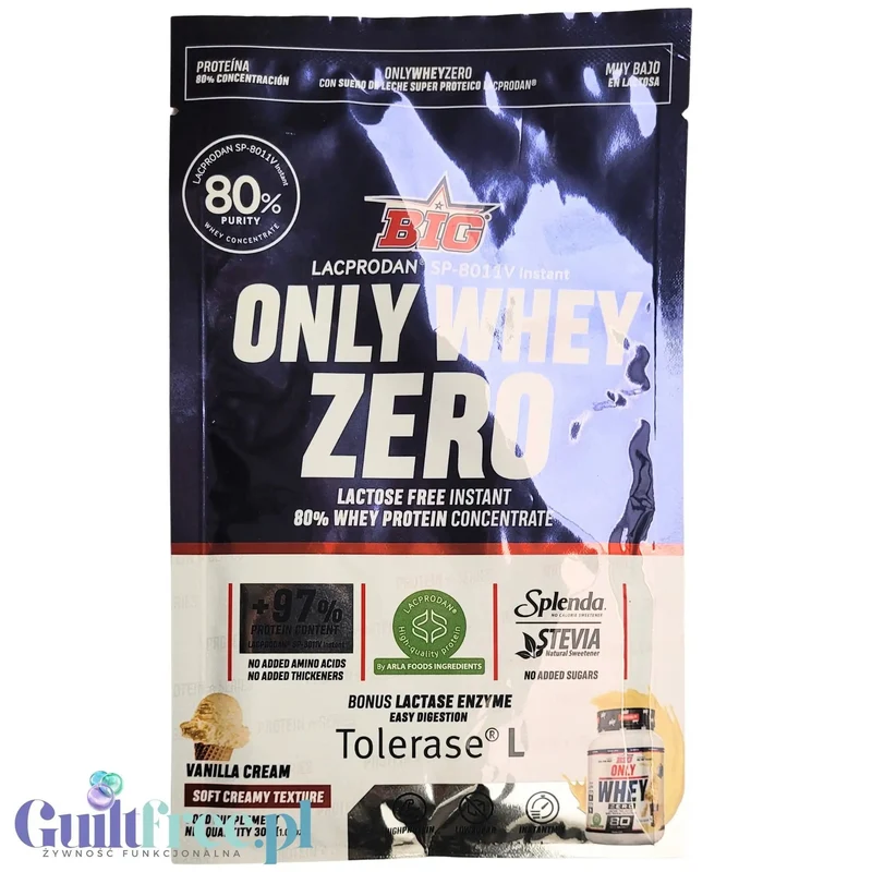 BIG® Only Whey Zero Vanilla Cream 30g - kremowa odżywka białkowa WPC Lacprodan 80 ze stewią