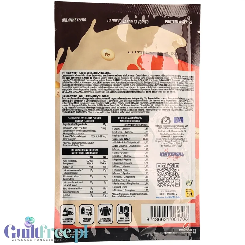 BIG® Only Whey Zero Conguitos Blancos 30g - odżywka białkowa z legendarnymi drażetkami