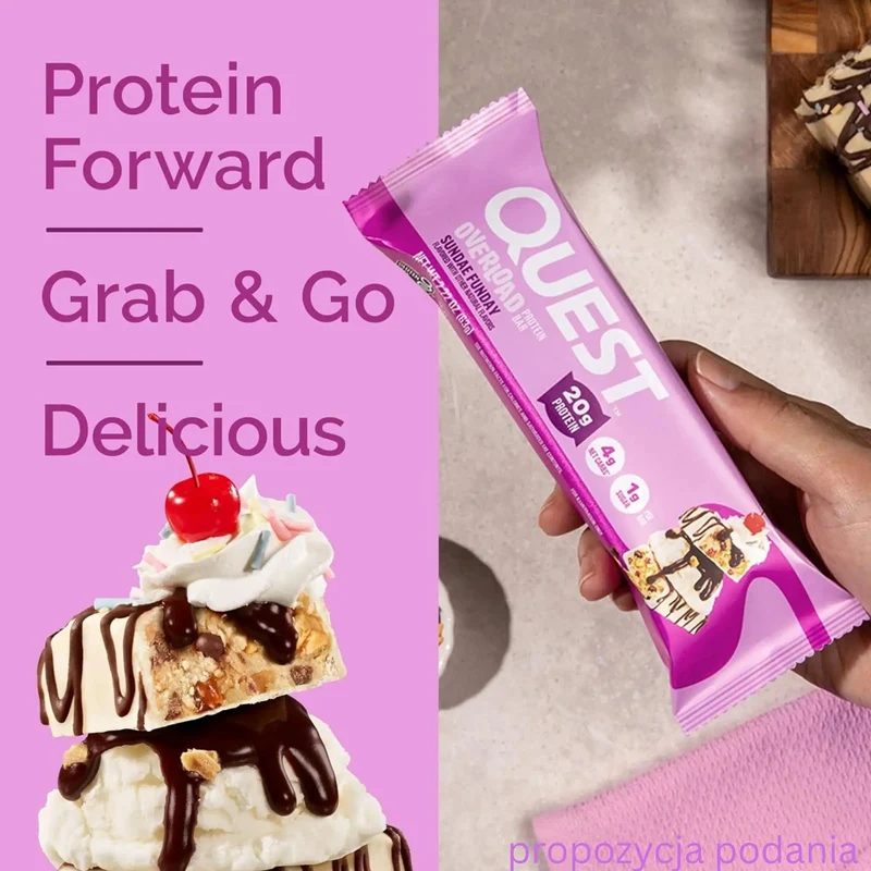 Quest Overload Sundae Funday - baton proteinowy bez cukru, 20g białka & 210kcal