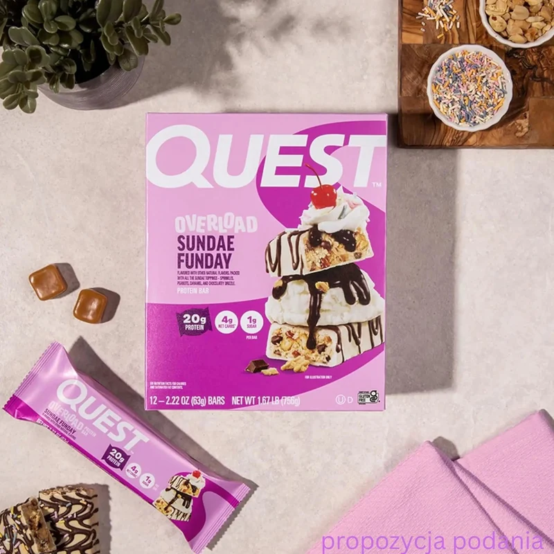 Quest Overload Sundae Funday - baton proteinowy bez cukru, 20g białka & 210kcal