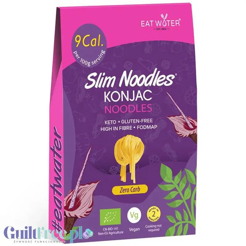Slim Noodles Eat Water Makaron Konjac Noodles - wegański keto makaron bez glutenu 9kcal, nitki