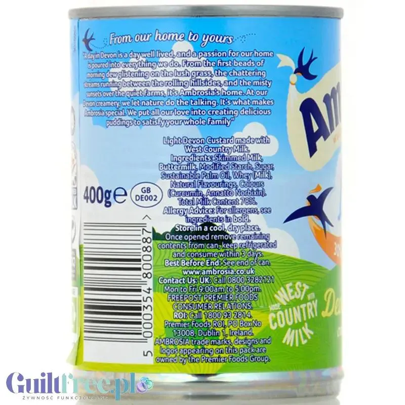 Ambrosia Devon Custard Light - krem deserowy 30% mniej cukru i tłuszczu