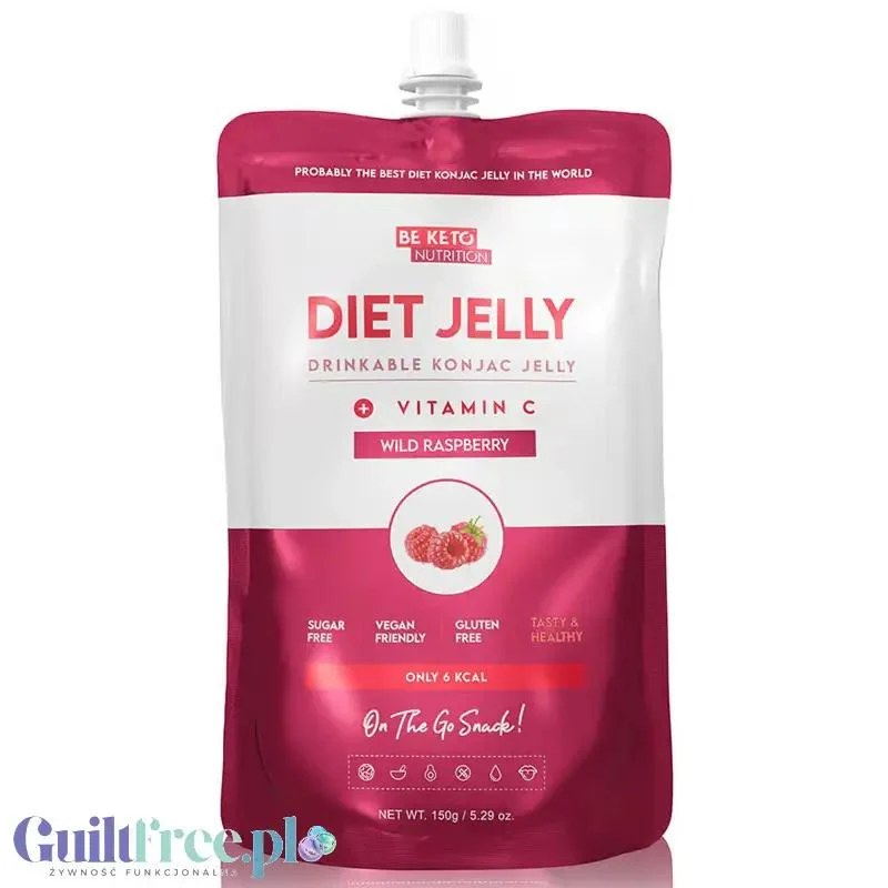 BeKeto Diet Konjac Jelly, Wild Raspberry 4kcal - dietetyczna galaretka do picia bez cukru
