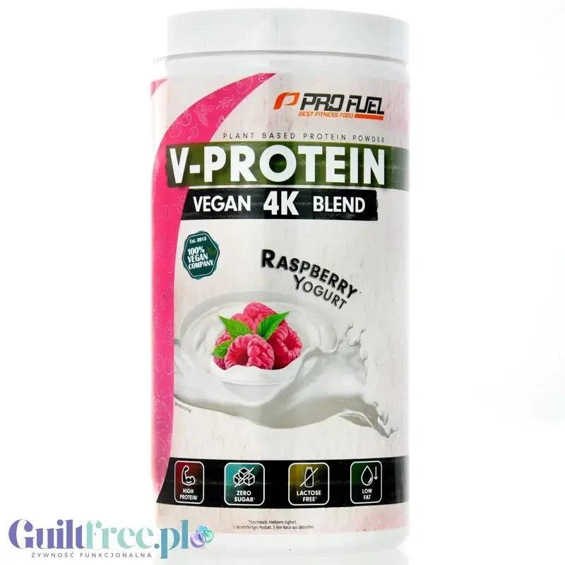 Pro Fuel V-Protein 4 K Raspberry Yogurt 750g - wegańska odżywka o smaku proteinowa jogurtu malinowego