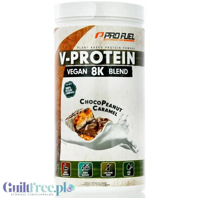 Pro Fuel V-Protein 8K Choco Peanut Caramel 750g - wegańska odżywka białkowa o smaku czekoladowo-orzechowo-karmelowym