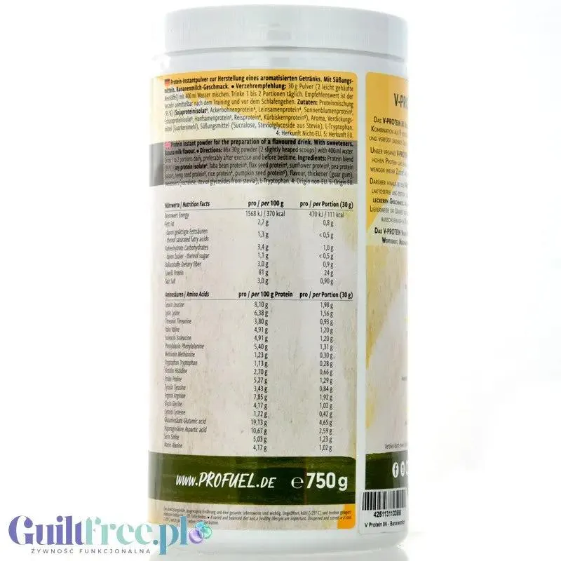 Pro Fuel V-Protein 8K Bananen Milch 750g - wegańska odżywka o smaku mleka bananowego