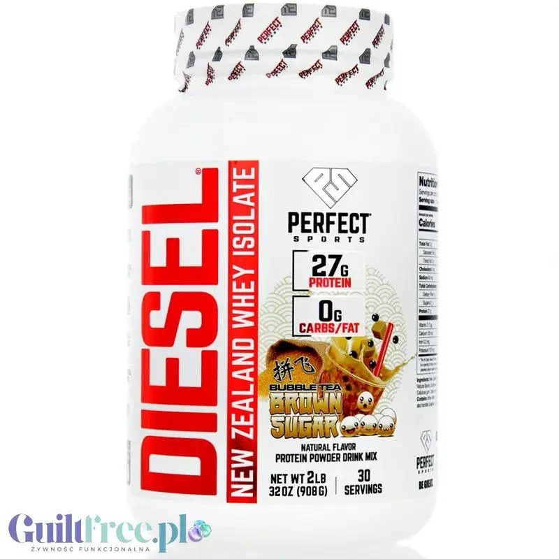 Perfect Sport Diesel 100% Whey Isolate Bubble Tea Brown Sugar - izolat WPI z Nowej Zelandii bez cukru i tłuszczu