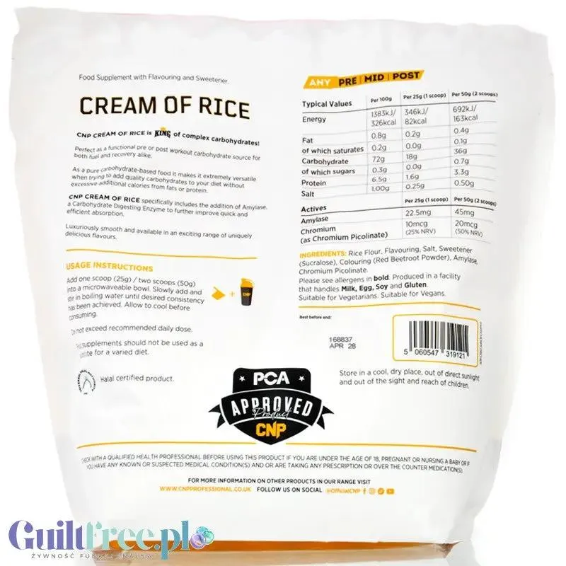 CNP Cream of Rice, Cherry Bakewell 2kg - kleik ryżowy bez cukru, regeneracyjny posiłek treningowy
