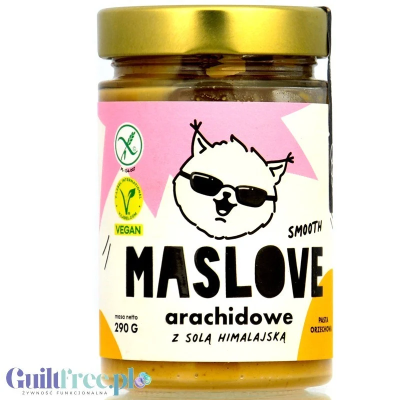 Maslove Arachidowe z Solą Himalajską 290g mielone masło orzechowe 100% orzechy, szklany słoik
