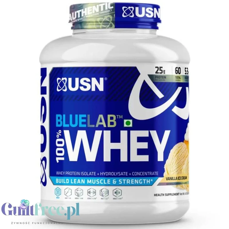 USN Blue Lab Whey Vanilla 2kg - odżywka białkowa WPI, WPC, WPH z Tolerase L