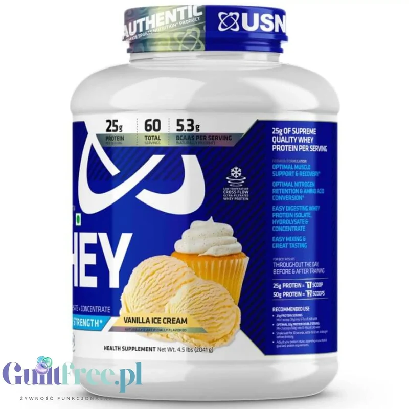 USN Blue Lab Whey Vanilla 2kg - odżywka białkowa WPI, WPC, WPH z Tolerase L
