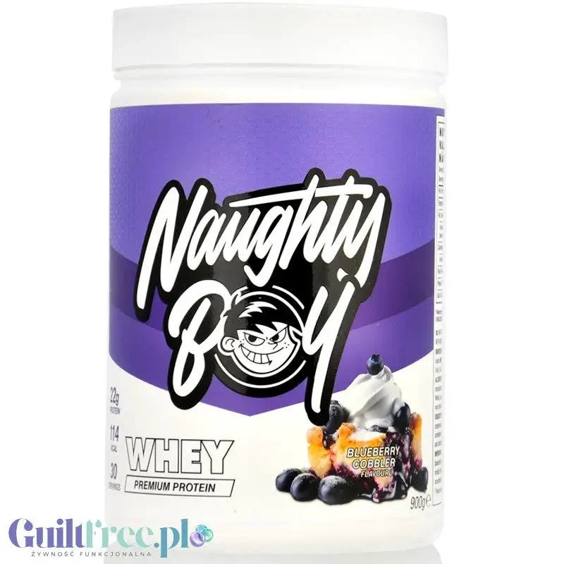 Naughty Boy Whey Protein Blueberry Cobbler 900g - gęsta odżywka białkowa WPI, WPC & MPC