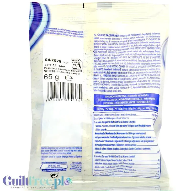 Pictolin Fullmint Extra Fuerte 65g - super mocne cukierki eukaliptusowo-mentolowym bez cukru