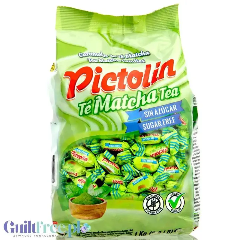 Pictolin Matcha Tea 1kg - cukierki bez cukru z ekstraktem zielonej herbaty matcha