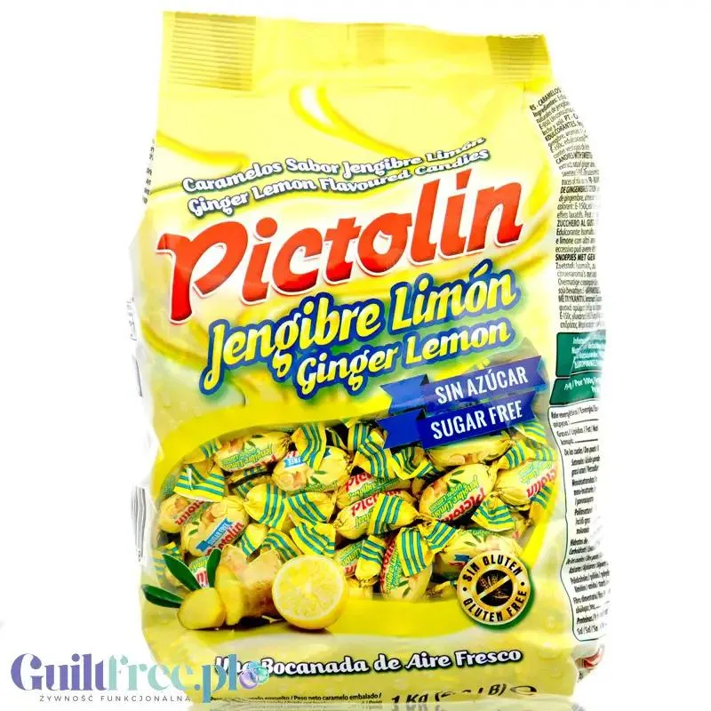Pictolin Ginger & Lemon 1kg - imbirowo-cytrynowe cukierki bez cukru