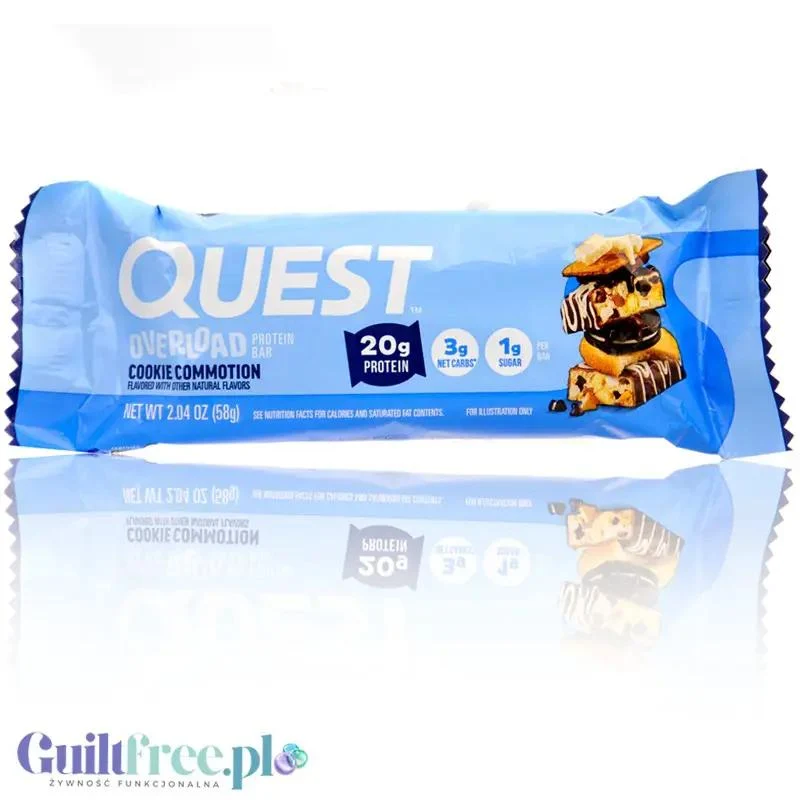 Quest Overload Cookie Commotion - baton proteinowy bez cukru i maltitolu, smak Karmel, Ciasteczka & Czekolada