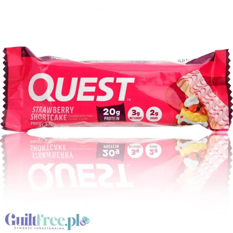 Quest Strawberry Shortcake - baton proteinowy bez cukru i maltitolu, smak Ciasto Truskawkowe