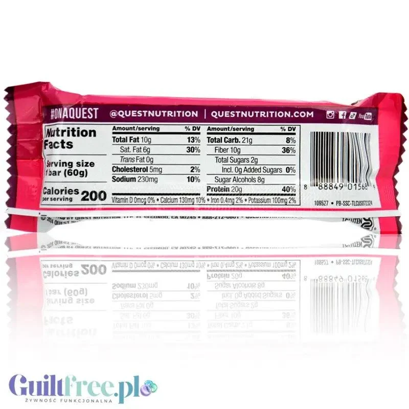 Quest Strawberry Shortcake - baton proteinowy bez cukru i maltitolu, smak Ciasto Truskawkowe