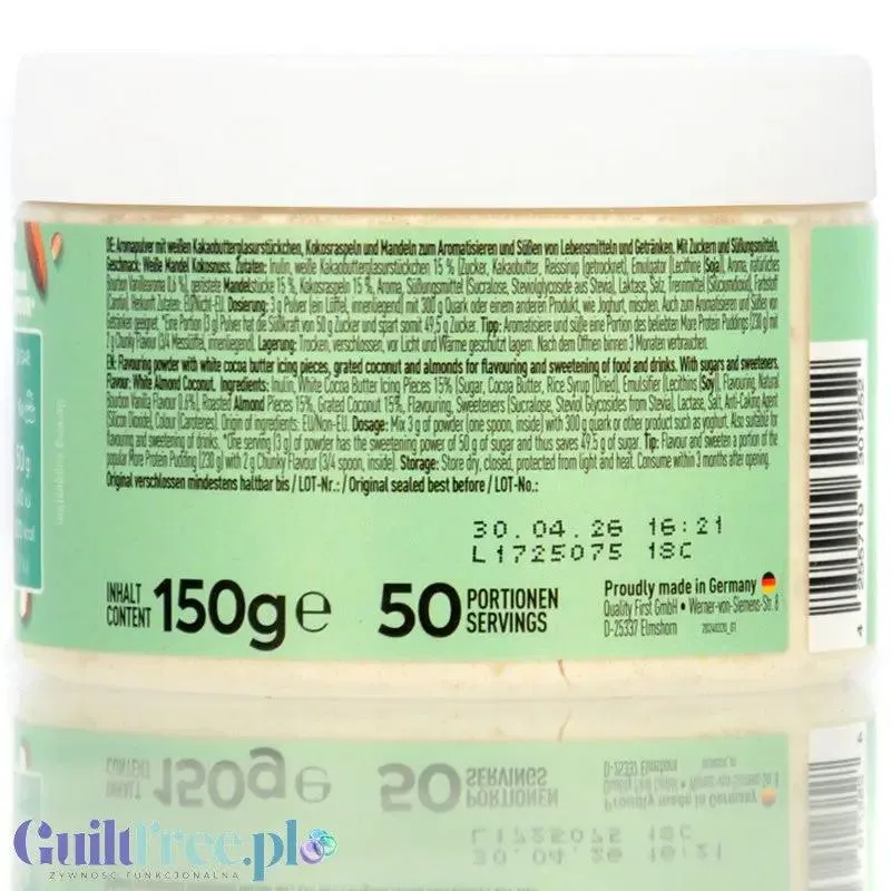 More Nutrition Chunky Flavor White Almond Coconut 150g - wegański aromat w proszku, smak Biała Czekolada, Migdał & Kokos