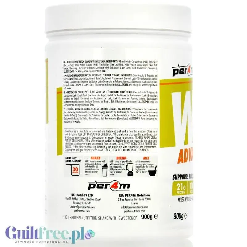Per4m Whey Advanced Protein Baklava 0,9kg - gęsta odżywka białkowa WPC, WPI & MPC o smak Baklawy