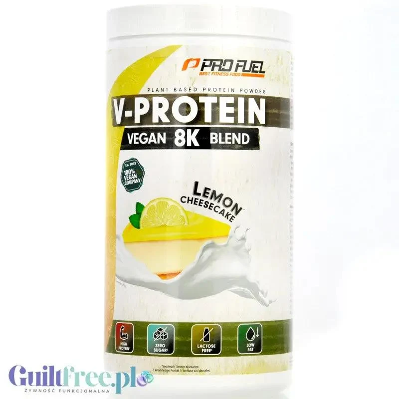 Pro Fuel V-Protein 8K Lemon Cheesecake 750g - wegańska odżywka proteinowa o smaku cytrynowego sernika