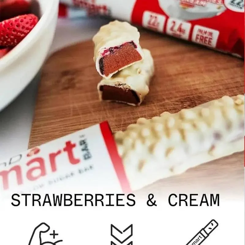 Phd Smart Bar White Chocolate Strawberries & Cream - baton proteinowy bez cukru z karmelem truskawkowym i białą czekoladą