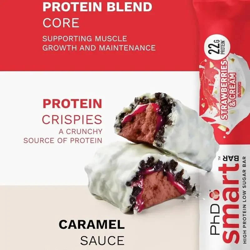 Phd Smart Bar White Chocolate Strawberries & Cream - baton proteinowy bez cukru z karmelem truskawkowym i białą czekoladą