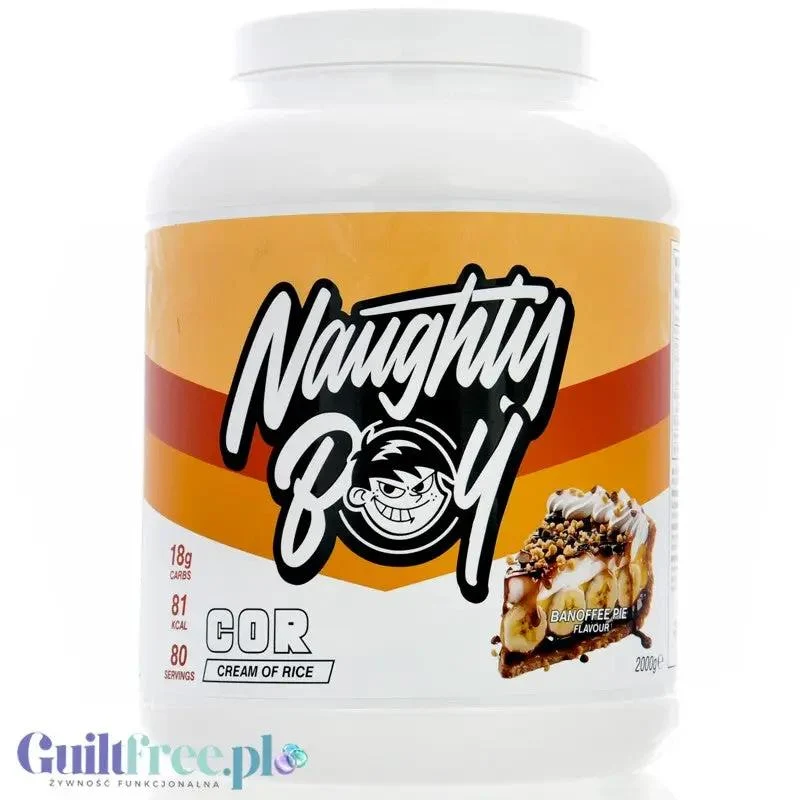 Naughty Boy Cream of Rice, Banoffee Pie 2kg - kleik ryżowy bez cukru, regeneracyjny posiłek treningowy, Banan & Tofi