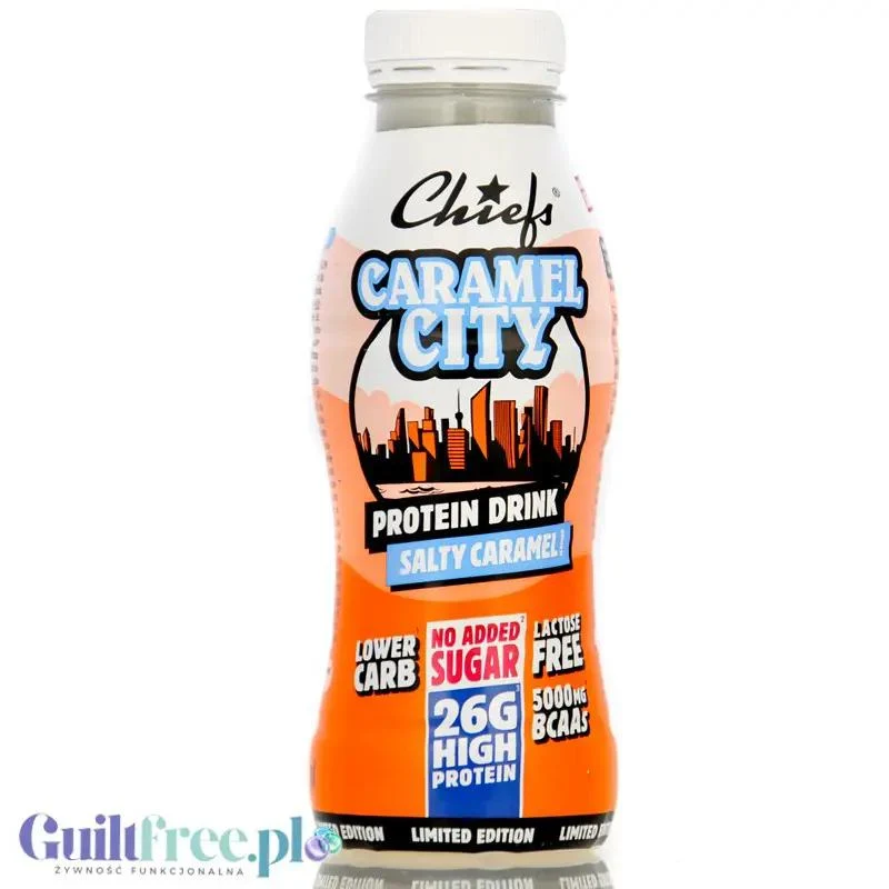Chiefs Caramel City Salty Caramel - szejk proteinowy RTD bez laktozy, 26g białka 165kcal, smak Solony Karmel