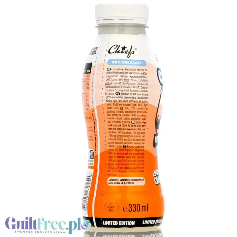 Chiefs Caramel City Salty Caramel - szejk proteinowy RTD bez laktozy, 26g białka 165kcal, smak Solony Karmel